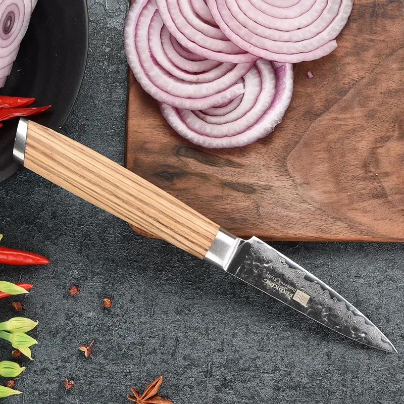 FINDKING 2017 Новый дамасский нож 3 5 дюйма фруктовый Зебра деревянные Дамасские