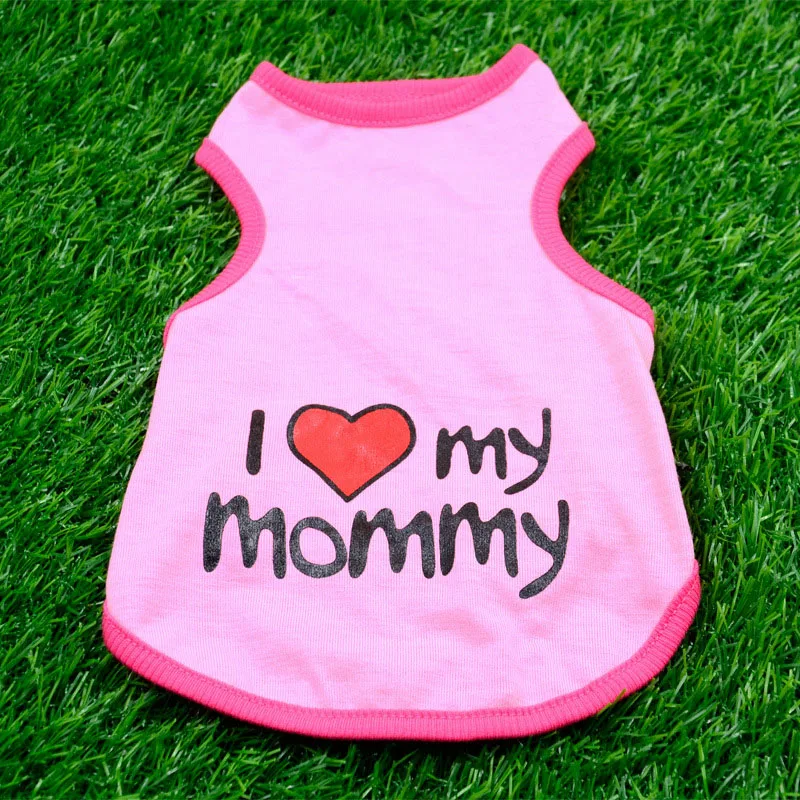 Одежда для домашних животных «I Love Mommy» с принтом, одежда для кошек собак, футболки, летняя дышащая хлопковая Футболка для котят, кошек, щенков, маленьких собак