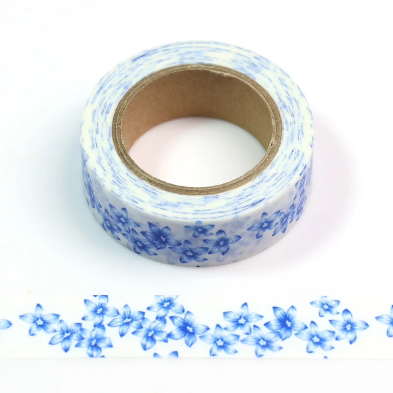 

1pcs blue Flowers Washi Tape Adhesive Tape DIY Scrapbooking Sticker Label Masking Tape