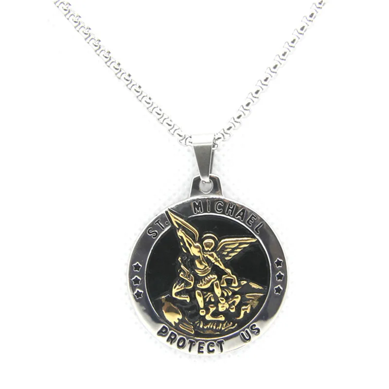Подвеска SAINT MICHAEL PROTECT US 316L из нержавеющей стали Ювелирная подвеска с Майклом |