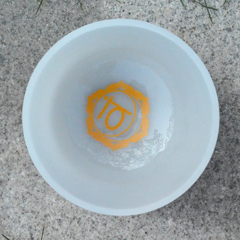 Чаша для пения из матового хрусталя с символом чакры HF 9 дюймов или 10