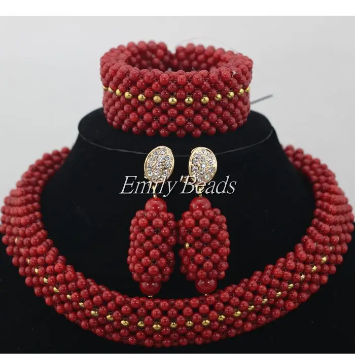 2016 ручной работы африканские бусины ювелирные наборы нигерийские Свадебные