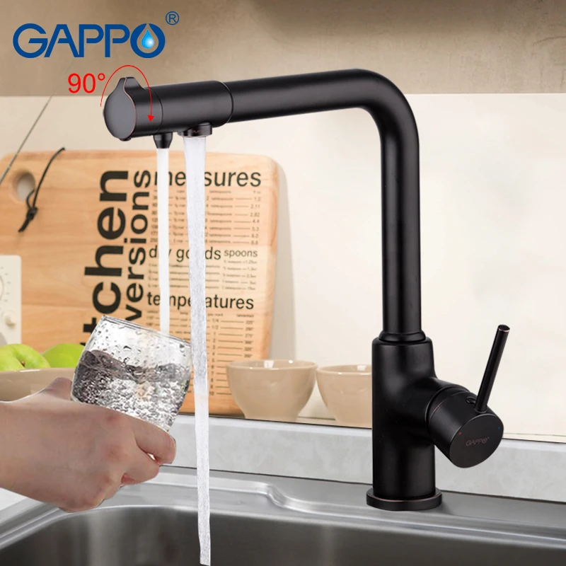 Смеситель для питьевой воды GAPPO латунный кран с фильтрованной водой черной
