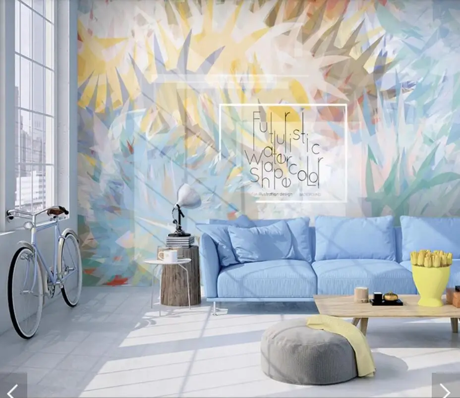 

3D Modern Abstract Blue Letter Painting Mural Wallpaper Creative Wall Art Photo Wall Paper Roll Contact Paper Primitive Decor