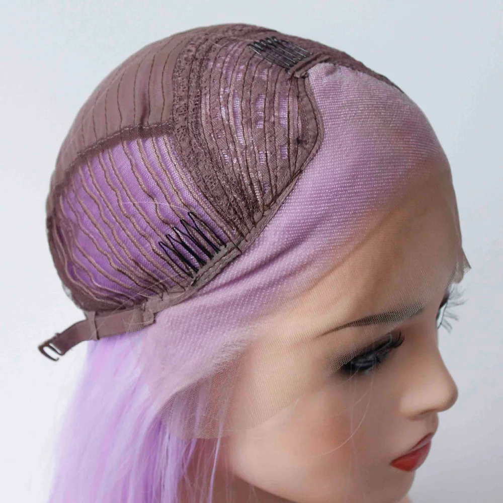 V'NICE Lavender парик для женщин фиолетовые короткие прямые волосы Боб Стиль Синтетические Кружева передние парики средняя часть светло-фиолетовый парик