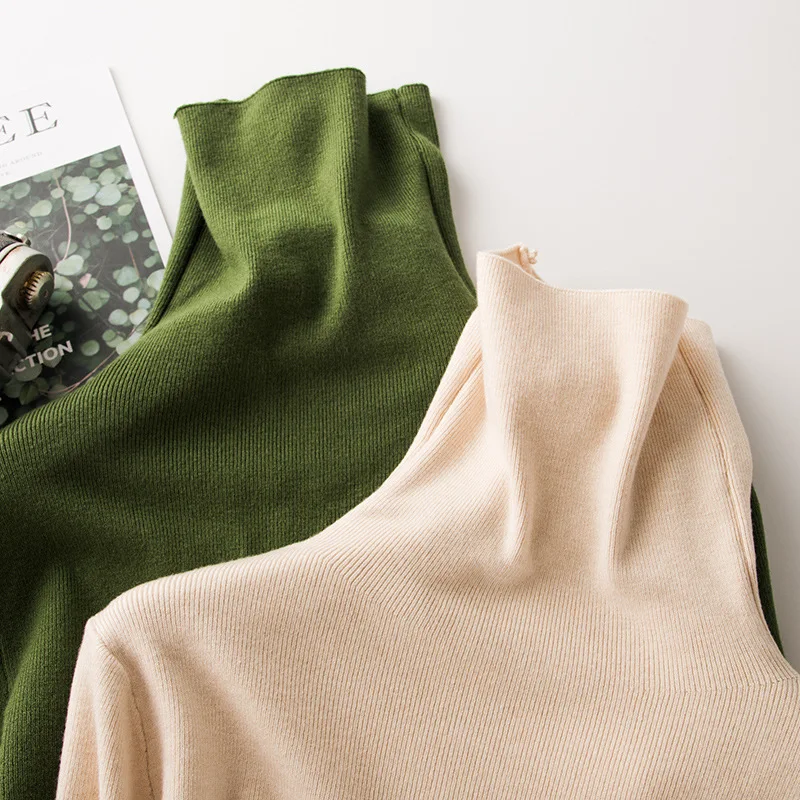 Autumn winter Sweater Women pullover Knitted soft wool blend Piles turtleneck sweaters female jumper womens clothing | Женская одежда