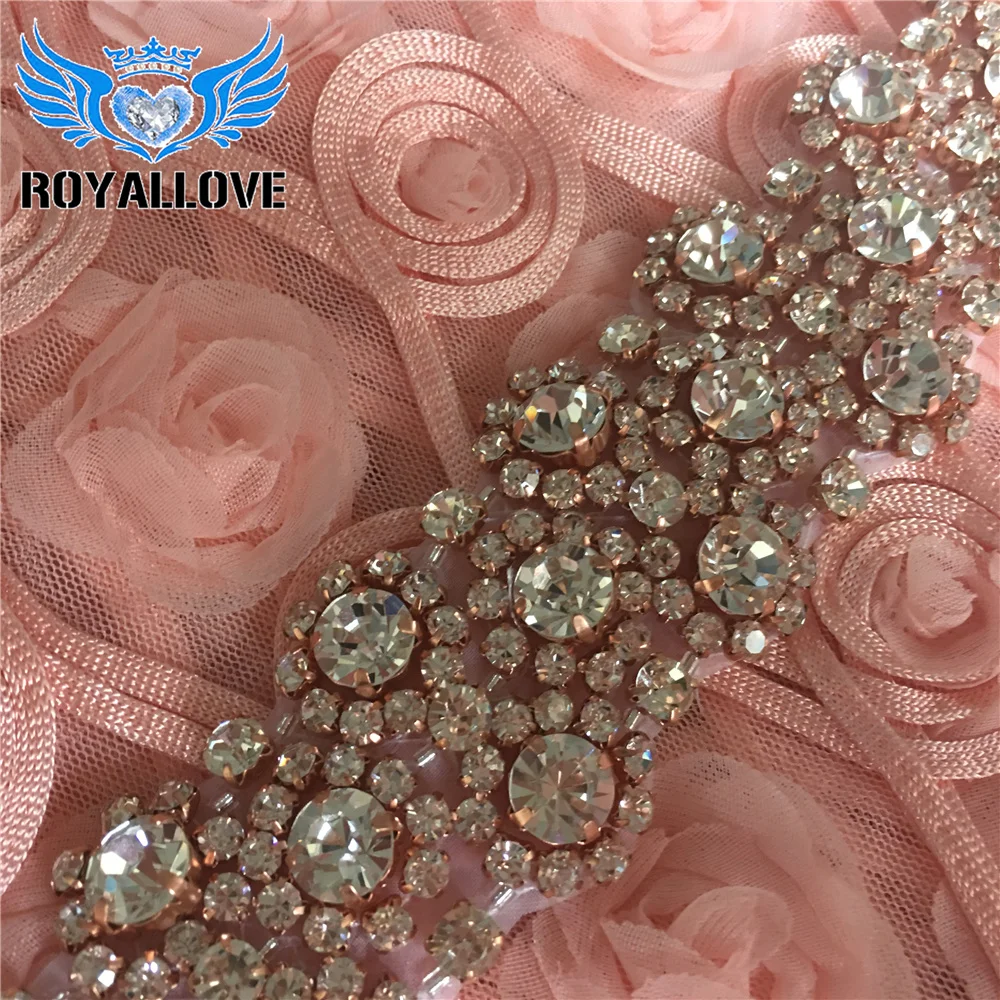 10 Yards Beaded Ornaments Lace Crystal Material Decorative Rose Gold Rhinestone Trimming for Wedding Clothing Sash DIY Trim | Дом и сад
