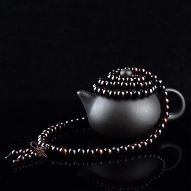 Браслет из черного сандалового дерева 108 бусин четки мужские и женские ювелирные