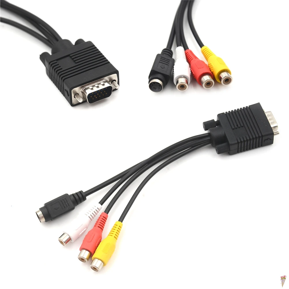 1 шт. VGA папа к S-Video 3 RCA Джек Женский Композитный AV ТВ выход адаптер конвертер видео