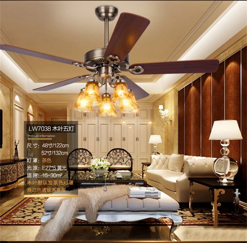 high quality Fan lamp restaurant fan lamp living room European style retro minimalist home fan lamp