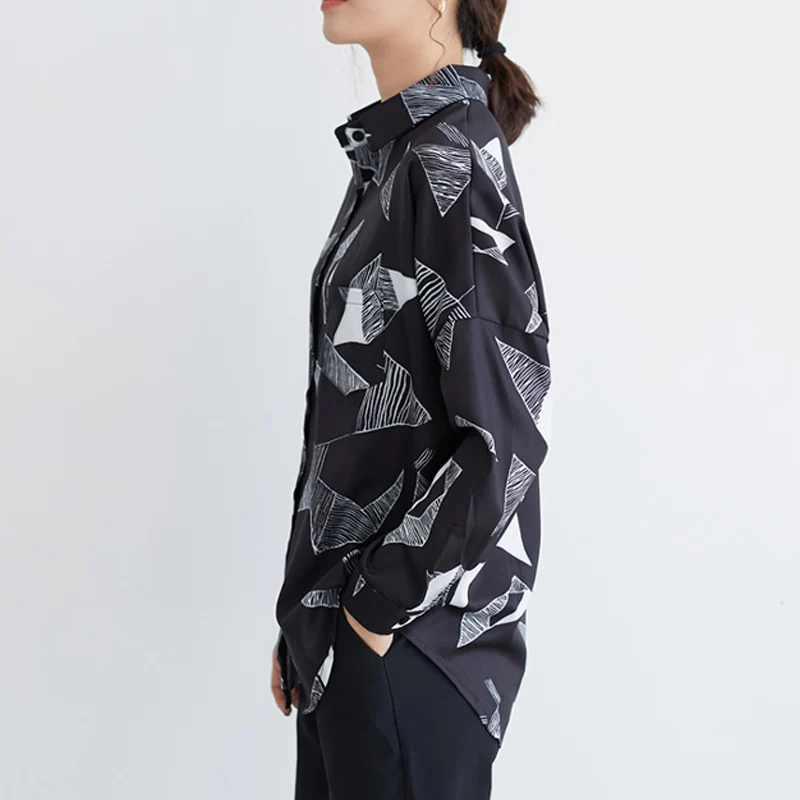 Весенняя Свободная рубашка Wixra с геометрическим рисунком модные рубашки