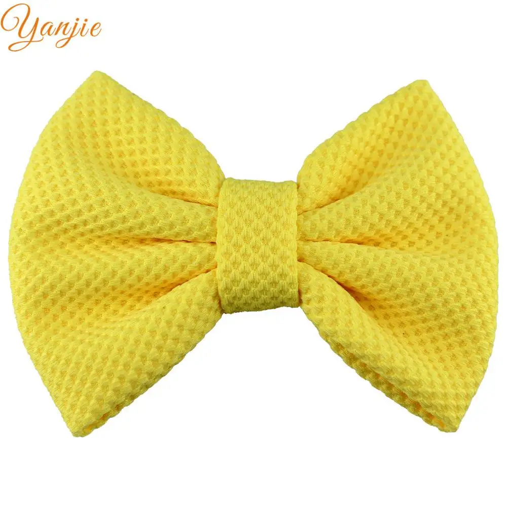 yellow 12 шт./лот,, бутик, 5 дюймов, хлопковые банты для волос, Детские аксессуары для волос для девочек, аксессуары для волос для детей, головные уборы, заколка для волос - Цвет: yellow