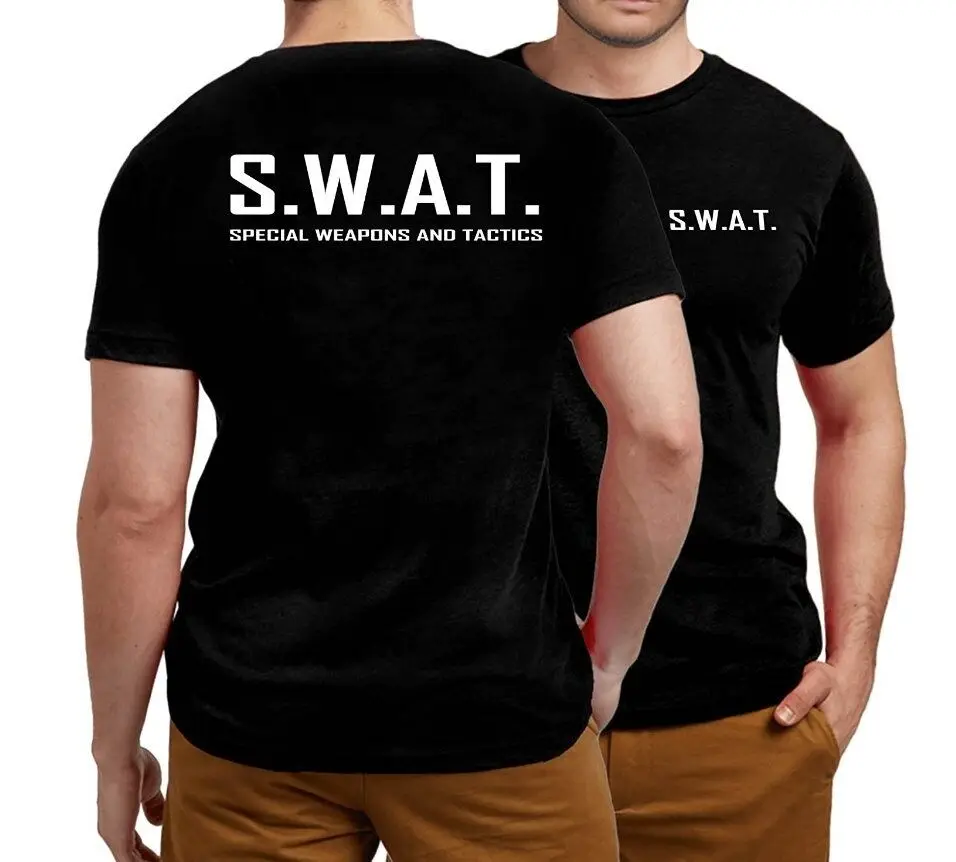 Забавное черное нарядное платье полицейская футболка Swat вечерние футболки в