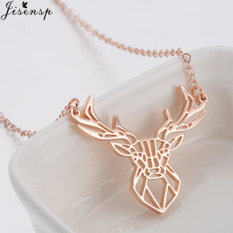 

Jisensp Origami Deer Charm Necklace Women Stainless Steel Necklaces Boho Antler Horn Animal Christmas Jewelry Everyday Gift