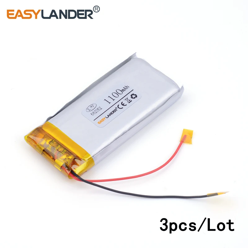 

3pcs /Lot 682052 1100mah 3.7v lithium Li ion polymer rechargeable battery For GPS Tablet PC Digital Products Free Shipping