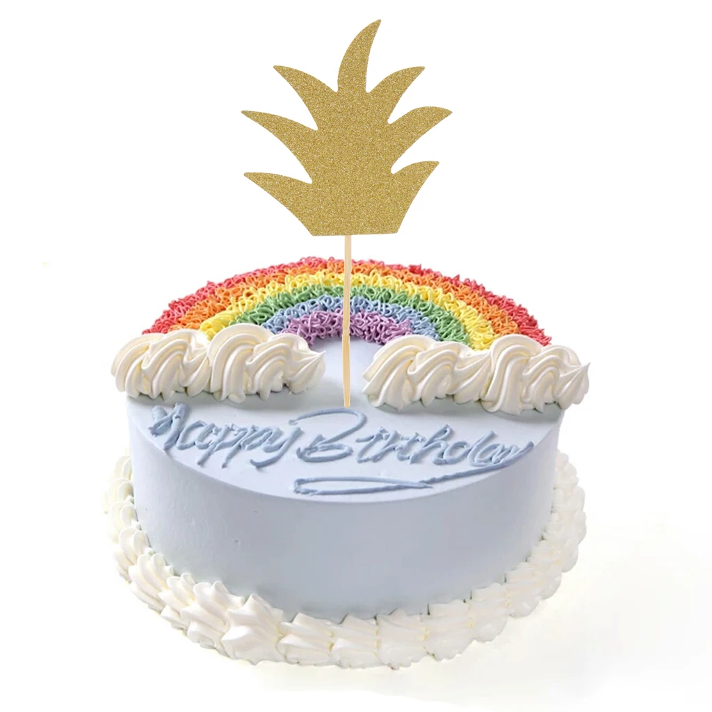 24pcs Glitter Pineapple Cupcake Pick Cake Topper Birthday Party Decor Gold | Decorating Supplies