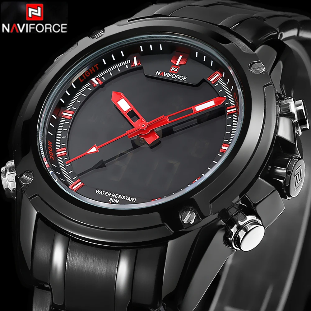 2016 мужские часы Элитный бренд Кварцевые час Аналоговый Цифровой светодиодный