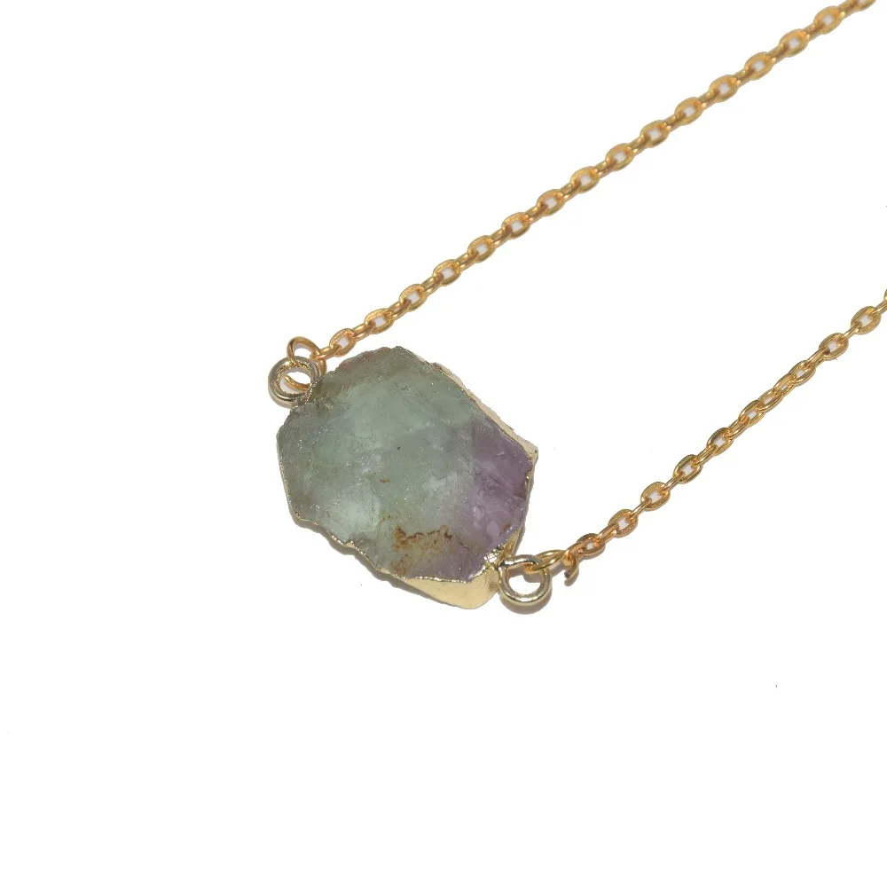 2019 Натуральный Необработанный кусок зеленого флюорита Кварцевая цепочка с