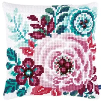 Pattern001 коллекция Подушка с гобеленом вышивка крестиком Набор подушек объемная Наволочка акриловая пряжа наборы для вышивки цветы - Цвет: Тёмно-синий
