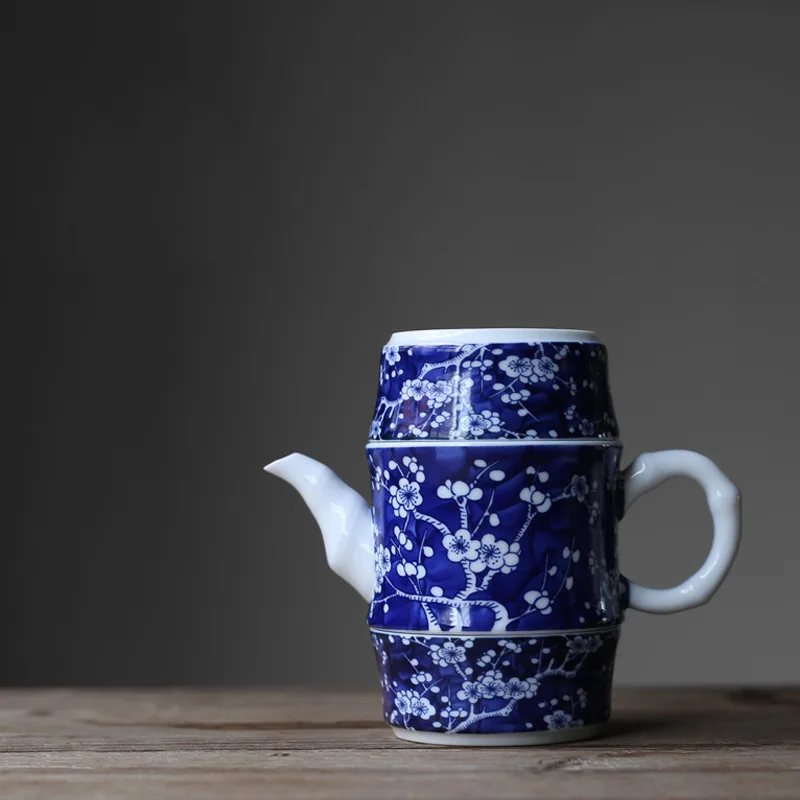 (1 чайный горшок + 2 чашки) быстрая чашка 220 мл Цзиндэчжэнь винтажный сине-белый