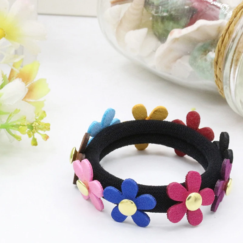 Женский милый цветной держатель для хвоста с цветком эластичные резинки волос