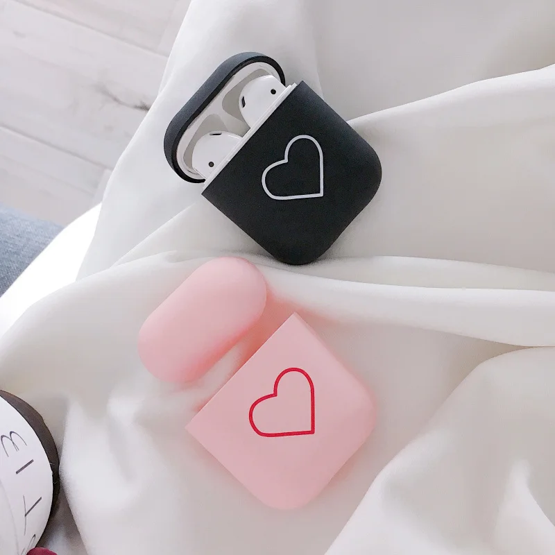 Для AirPods PC матовый сплошной цвет защитный чехол Apple Airpod зарядка защитный чехол наушники Жесткий корпус влюбленные любовь сердце