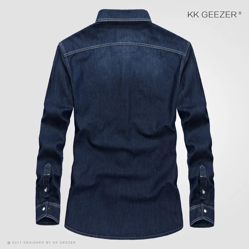 Осенняя мужская джинсовая рубашка джинсовые рубашки 4XL Slim Fit с длинным рукавом