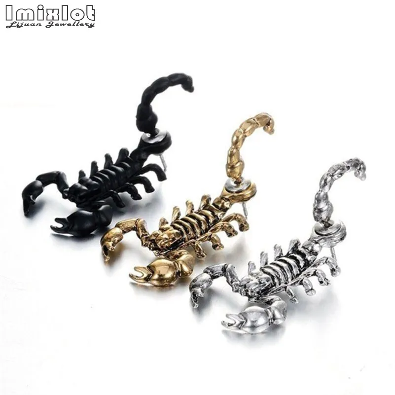Punk Style Gothic 3D Animal Metal Scorpion Ear Stud Earrings For Men Women Harajuku Fashion Jewelry 1 Pair Brincos