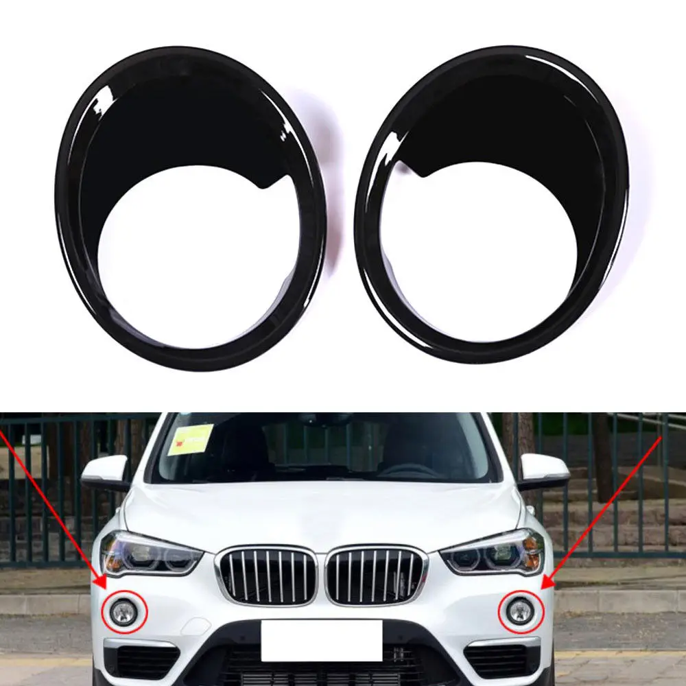 

BBQ@FUKA New 2Pcs Black Car Front Fog Light Lamp Cover Trim Exterior Car Styling Fit For X1 2016