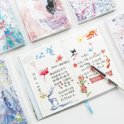Twelve Flowers God Diary Book Maiden heart Lovely net red diary notebook Wireless gluing | Канцтовары для офиса и дома