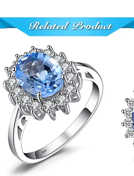 JewelryPalace Принцесса Диана Уильям Kate 1.2ct натуральный голубой кольцо с топазом серьги 925 пробы серебро Для женщин Модные украшения