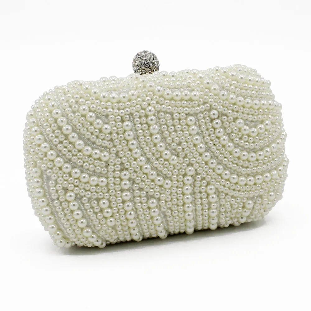 Women's Evening Beaded Bag Shandmade Clutch Pearl Handbags Rhinestones Wedding Small Party | Багаж и сумки