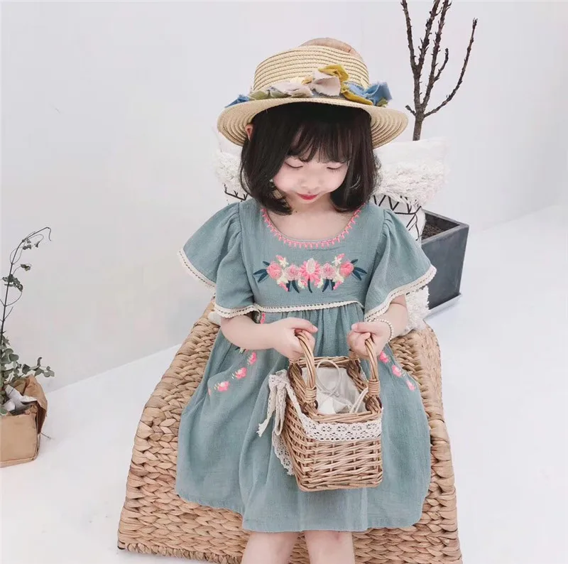 Бутик! Детское летнее платье с цветочной вышивкой для маленьких девочек | Детская