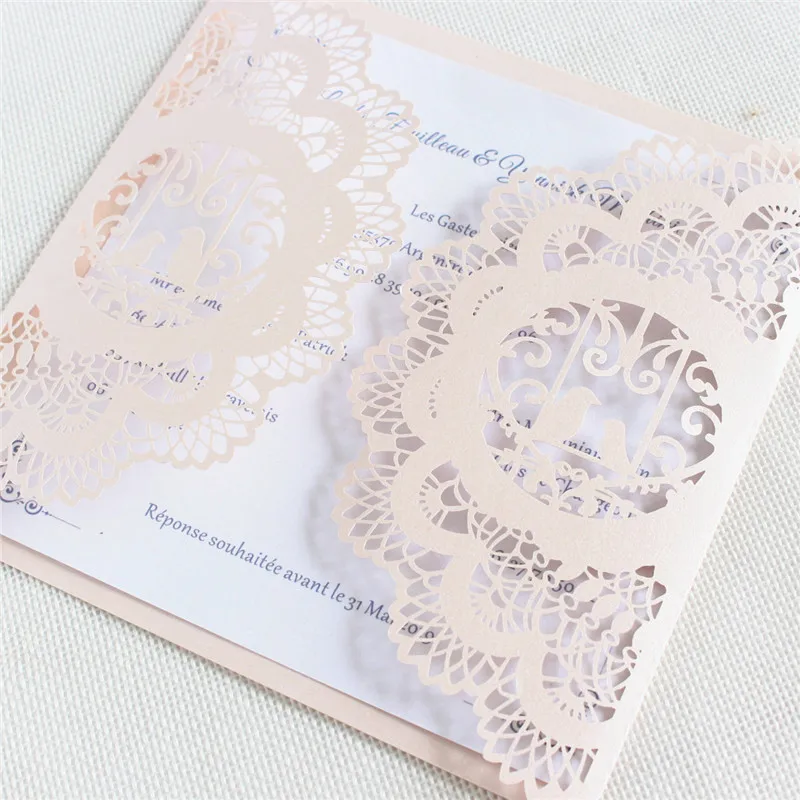 Свадебные приглашения современные птицы рай с блестящей розовой золотой браслет