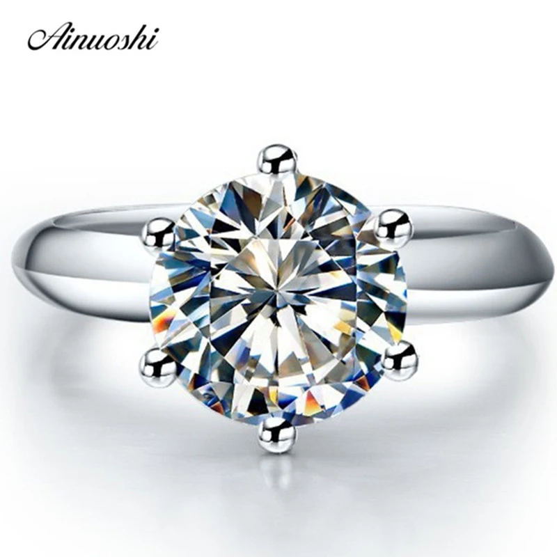 Новое Классическое синтетическое кольцо Sona Solitaire, 1 карат, женские обручальные кольца, ювелирные изделия из стерлингового серебра 925 пробы, обручение обет, кольцо для влюбленных
