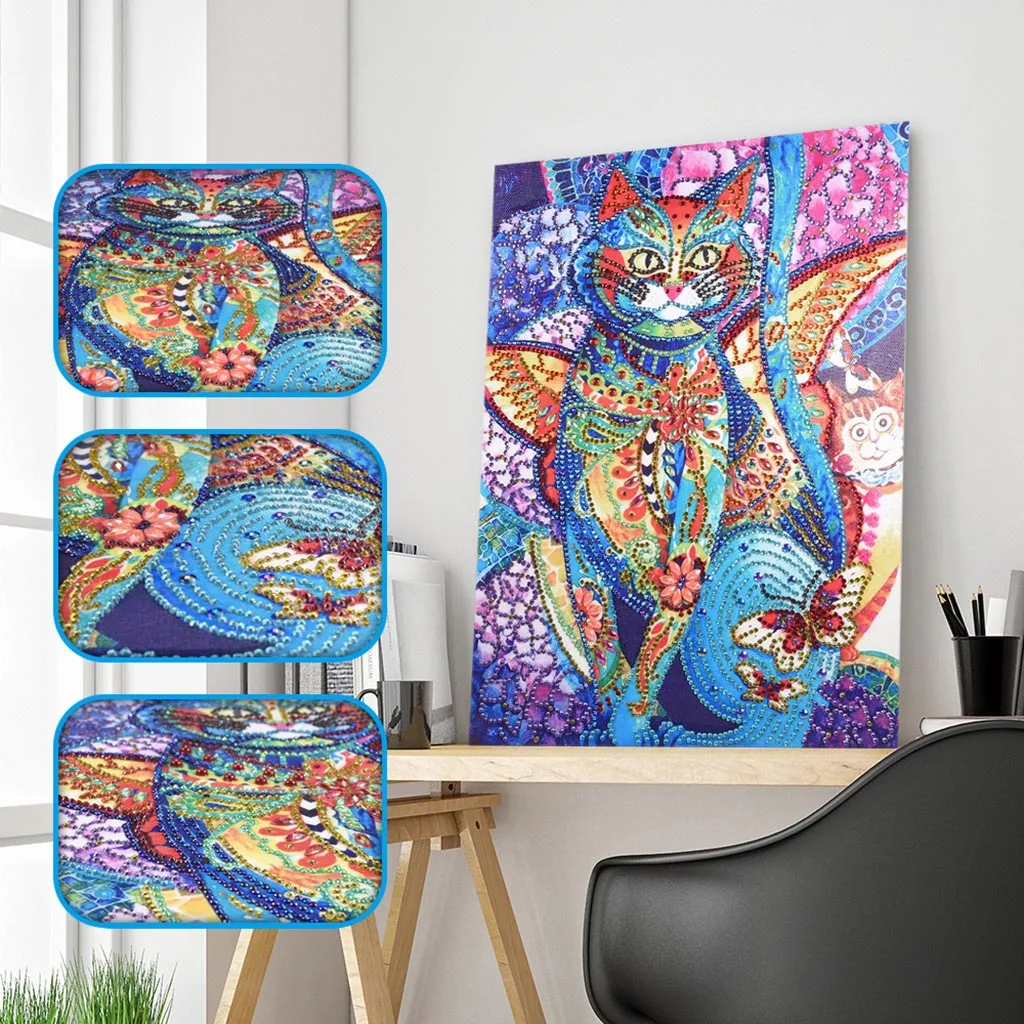 New Special Shaped Diamond Animal Painting Cat Handicraft Needlework 5D Drill DIY Crystal Embroidery of Rhinestones | Дом и сад