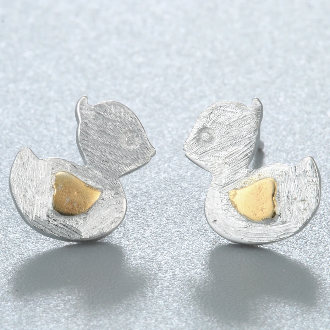 Серьги гвоздики в виде утки для девочек|Серьги-гвоздики| |