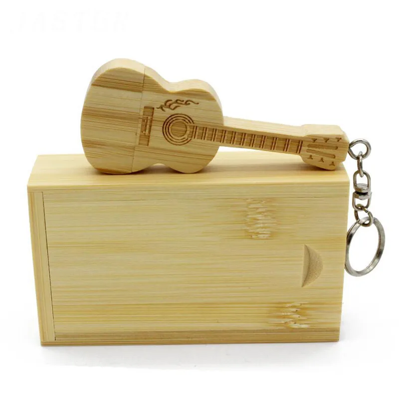 Bamboo with box SHANDIAN логотип на заказ Деревянный гитарный флеш-накопитель usb флеш-накопитель карта памяти 4 ГБ 16 ГБ 32 ГБ 64 Гб Подарочный металлический брелок для ключей - Цвет: Bamboo with box