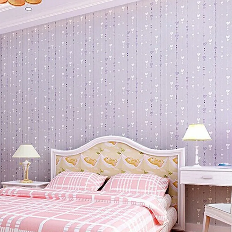 Нетканые Розовые Обои с принтом любви рулон полосатый дизайн настенная бумага