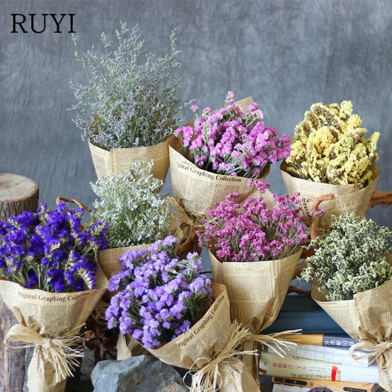 55 см натуральный воздушный сушеный Forget-me-not букет из сушеных цветов Рождественские Свадебные украшения цветы семейные вечерние композиции цветов