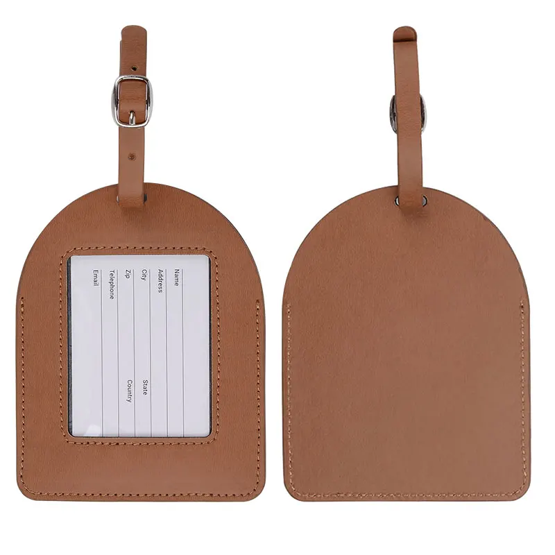 Кожа PU Багажные Бирки Коричневый Цвет Дорожные Аксессуары Чемодан С Именем Карты