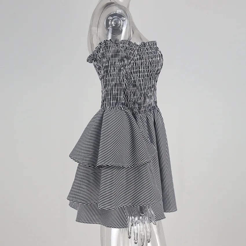 Женское винтажное платье в полоску свободное вечернее праздничное с