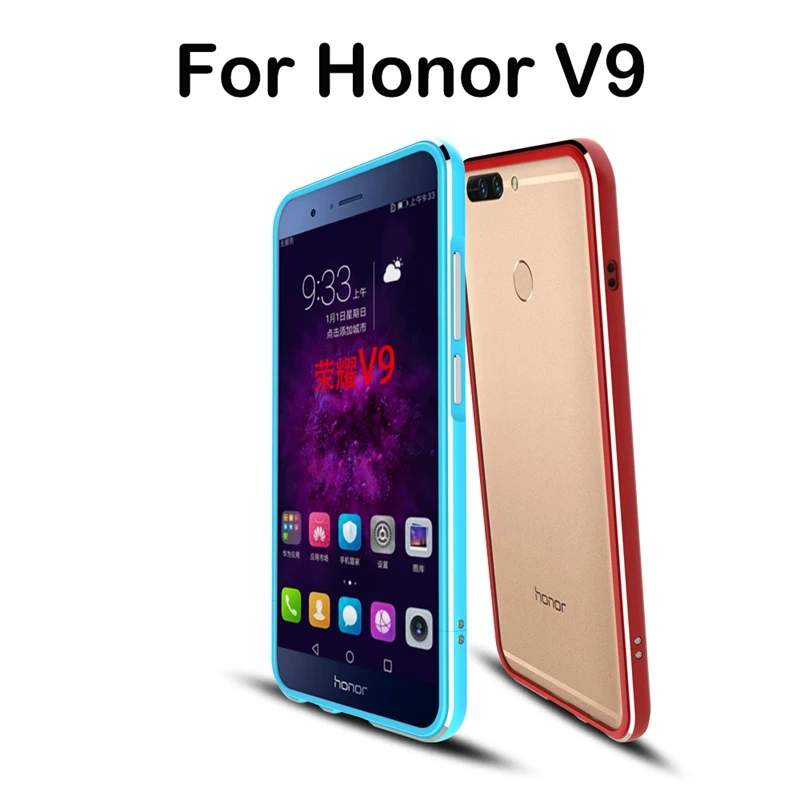 Алюминий Рамки Бампер металлический чехол с ремешком для Huawei Honor V9 Дело