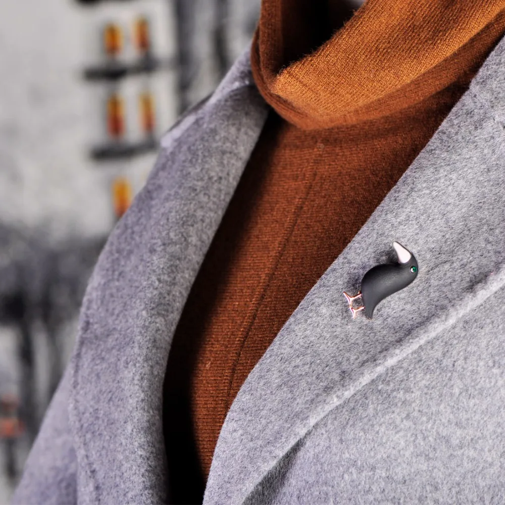 Брошь Funmor ворона черная Птица на эмали мужские и женские броши воротник костюма