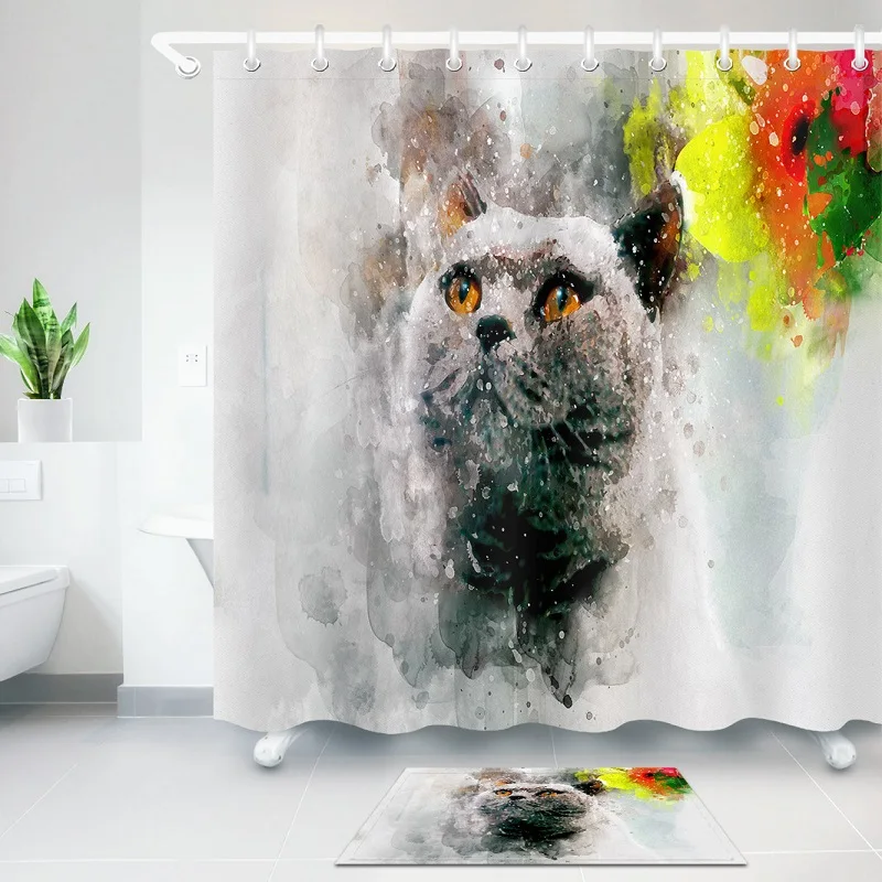 

Oil Painting Shower Curtain Environmental Protection Polyester High Quality Washable Bathroom Decoration Shower Curtain