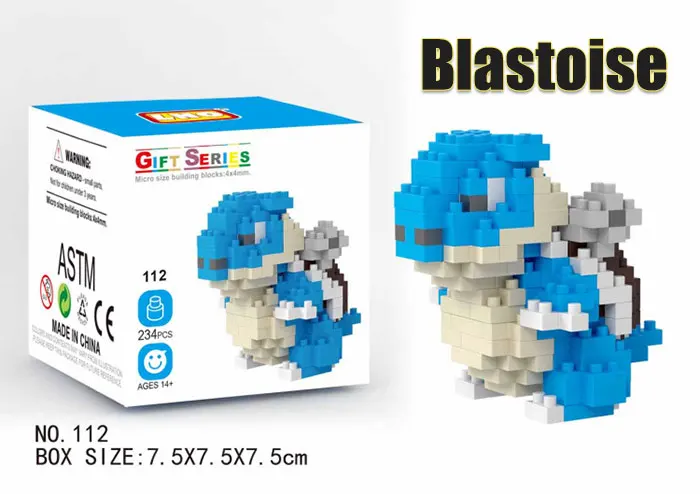 Blastoise Карманы Монстры блок Poke Mon строительный стек мальчик фигурка кирпичная игрушка Minecrafted малыш ребенок пикачус чармандерс Psyducks Cubones - Цвет: Blastoise