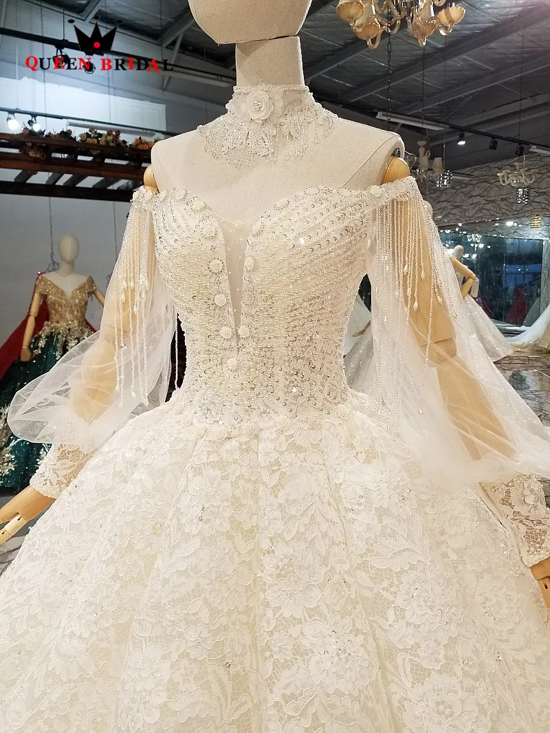 2021 Vestido De Noiva Custom Made Full Sleeves Marriage Bridal Dress Vintage Wedding Dresses QUEEN BRIDAL Robe De Mariee WD163