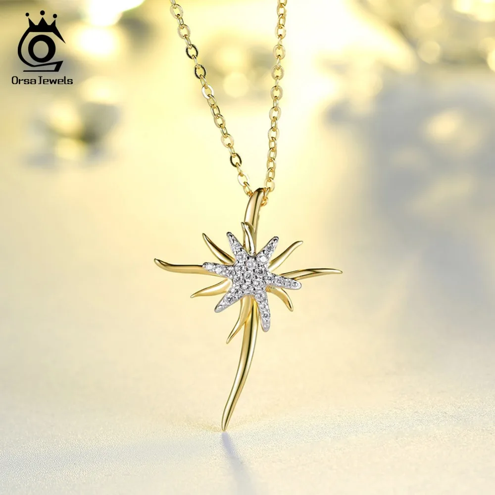 ORSA JEWELS Настоящее серебро 925 ожерелья в виде морской звезды Форма Кулоны из