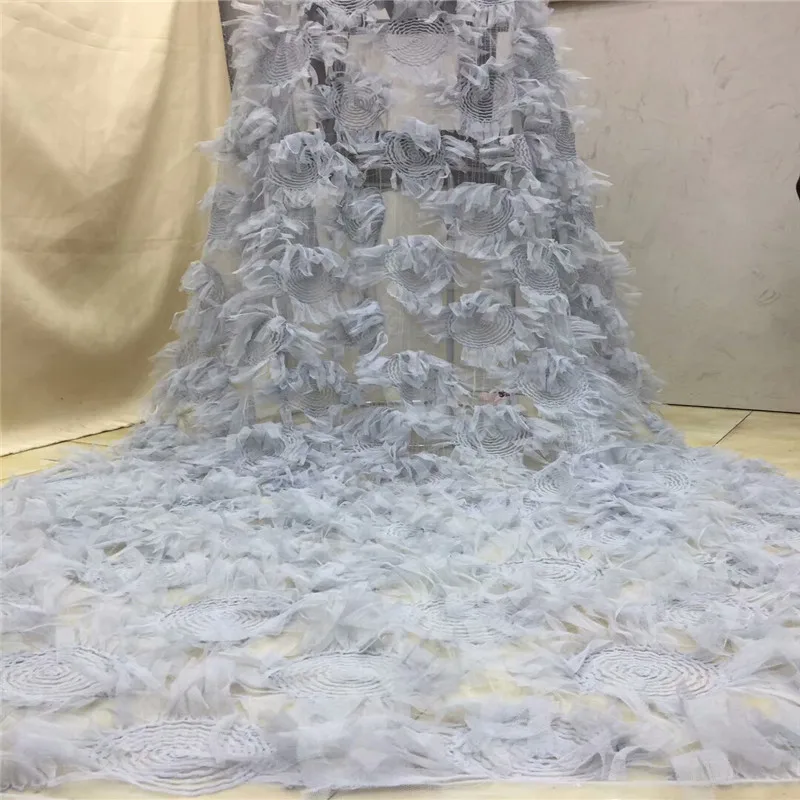 Красивая кружевная ткань из тюля в африканском стиле 5 ярдов вышивка 3d тюль для