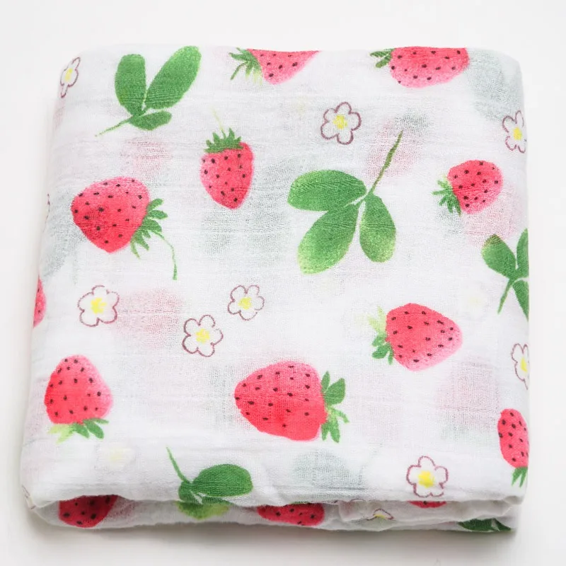 strawberry Muslinlife Новое поступление, детское одеяло из бамбукового хлопка, мягкое детское одеяло 120*120 см для новорожденных - Цвет: strawberry